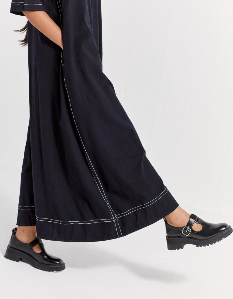 JUMPSUIT CO-ORD poplin by THREE in black color for women Worldwide