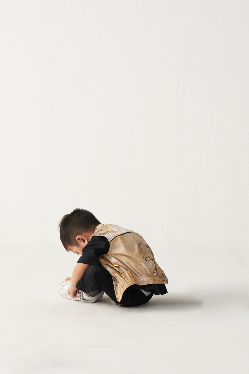 KIDS PAINTER BOMBER  (SET OF 2)-BLACK & MUSTARD