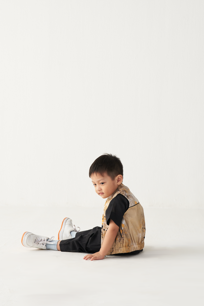 KIDS PAINTER BOMBER  (SET OF 2)-BLACK & MUSTARD