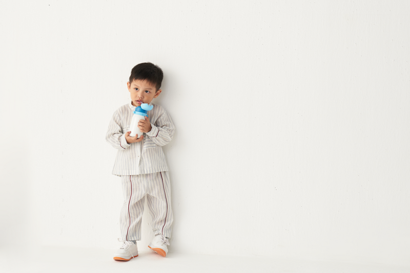 KIDS BAND COLLAR SHIRT CO-ORD-BLUE/STRIPE