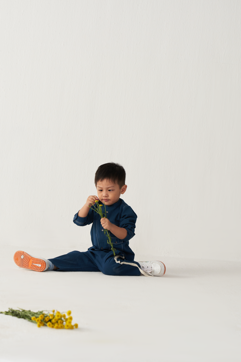 KIDS DOUBLE PATCH POCKET SHIRT- INDIGO