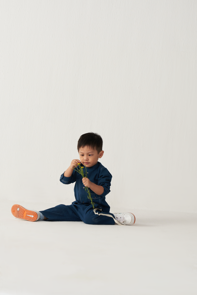 KIDS DOUBLE PATCH POCKET SHIRT- INDIGO