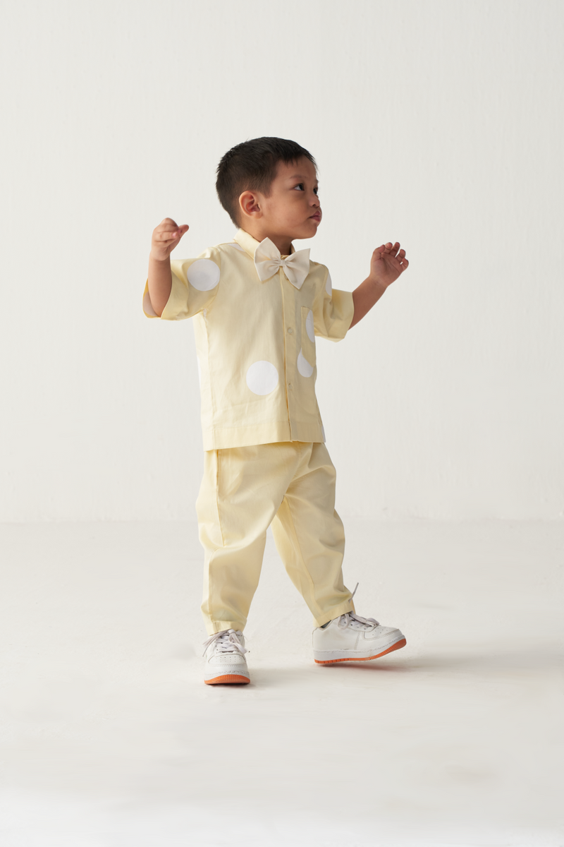 KIDS SHORT TOP-LEMON POLKA