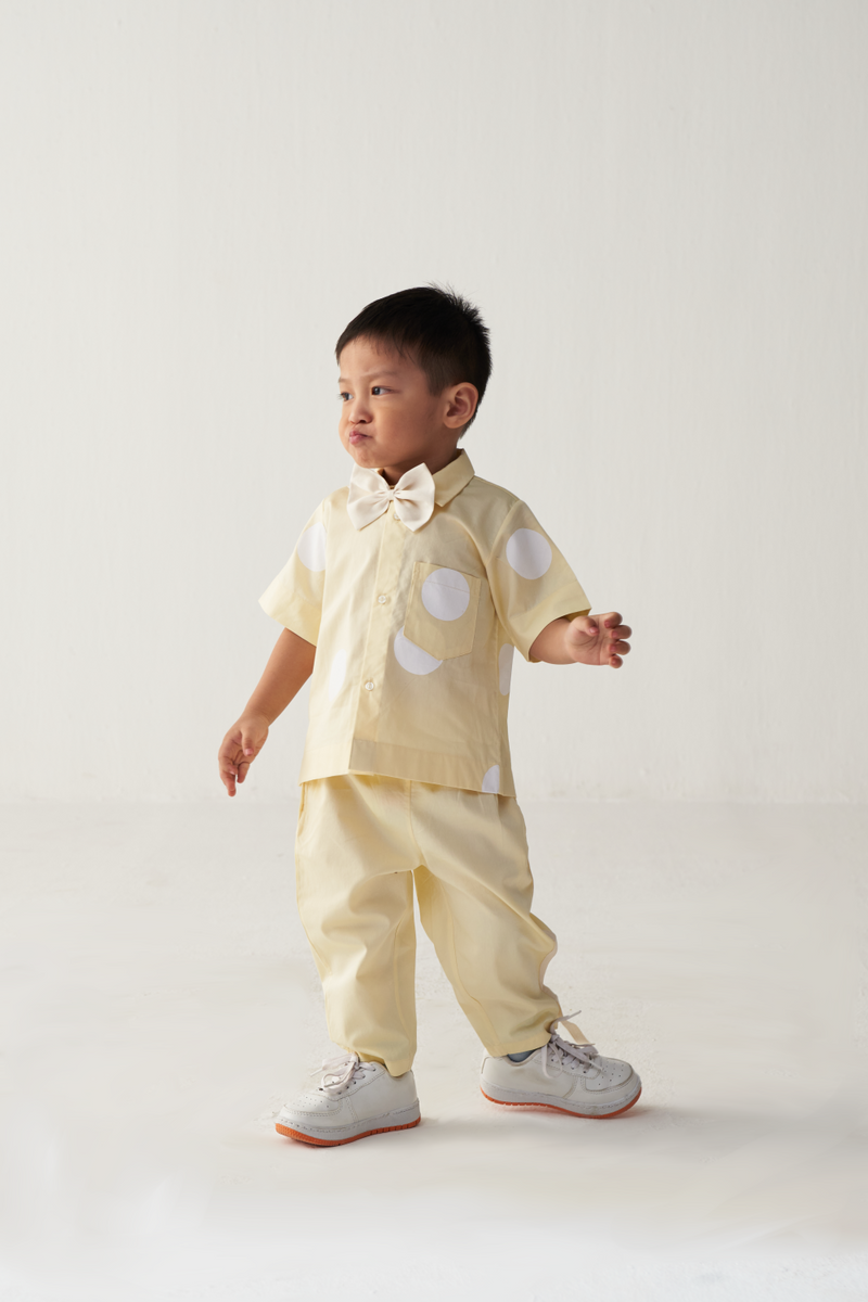 KIDS SHORT TOP-LEMON POLKA