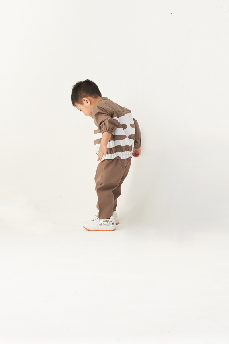 KIDS ABSTRACT BOMBER JACKET-CEDAR /WHITE