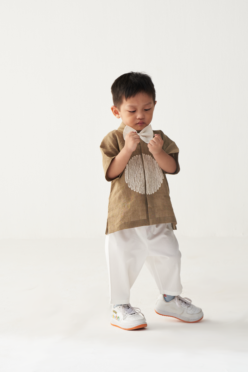 KIDS EMB. CIRCLE SHIRT- SAND