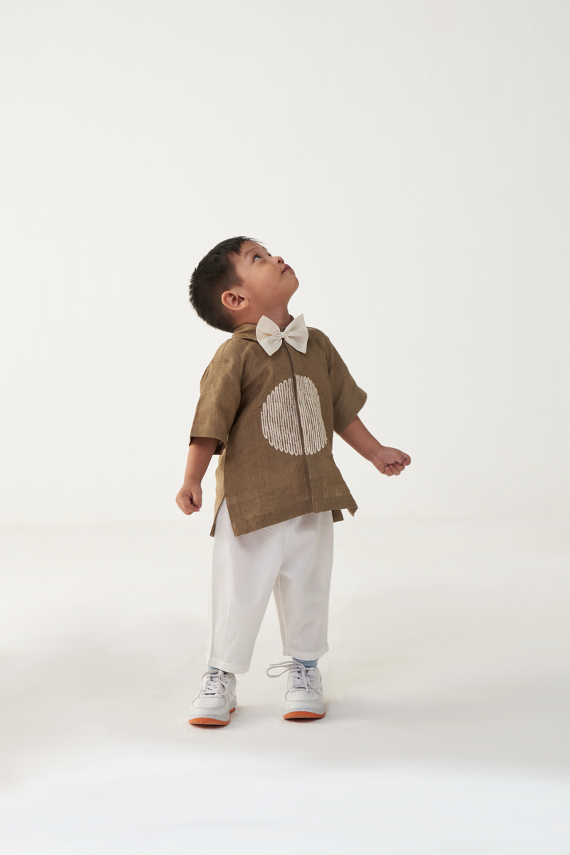 KIDS EMB. CIRCLE SHIRT- SAND