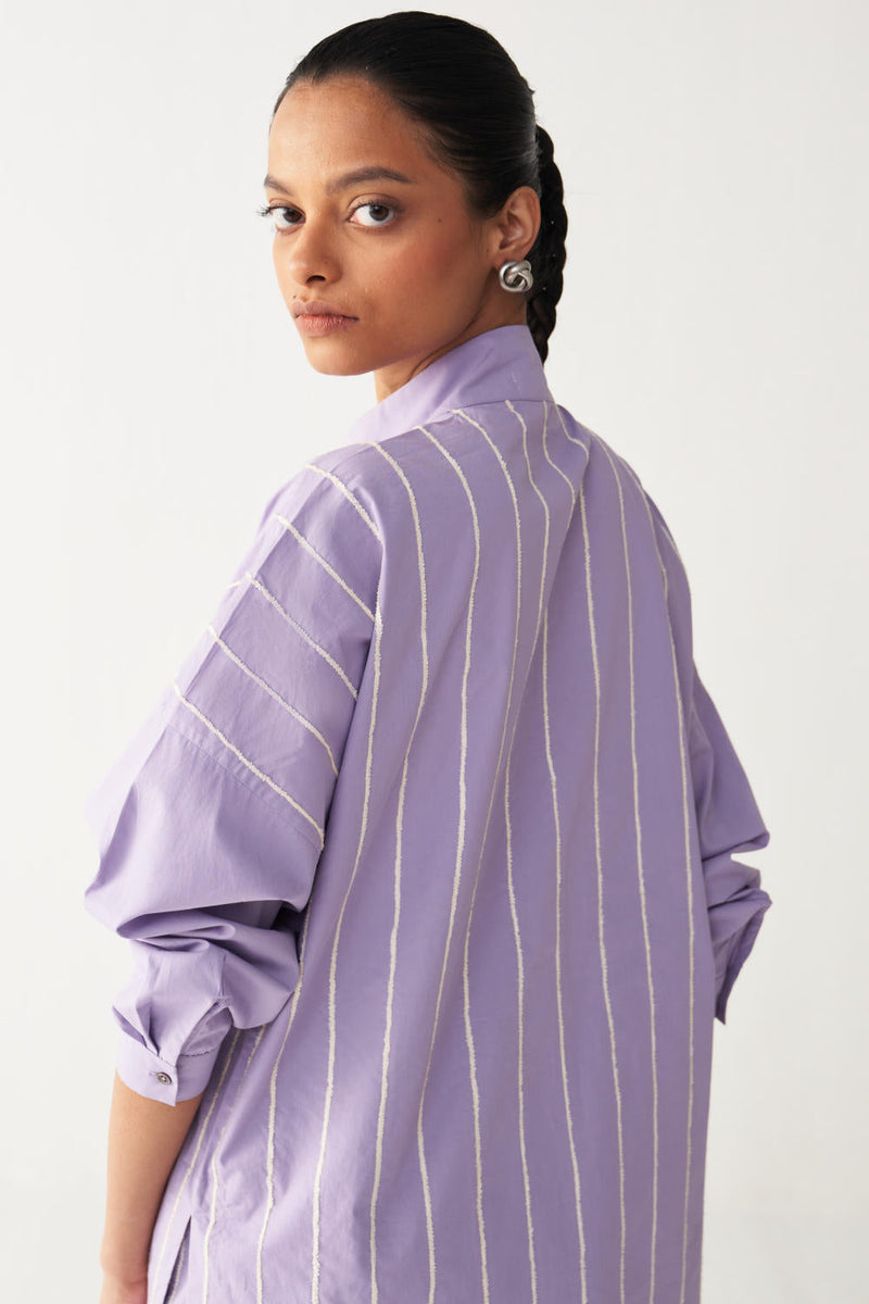 U-YOKE EMB. TUNIC CO-ORD-LAVENDER poplin by THREE for women Worldwide