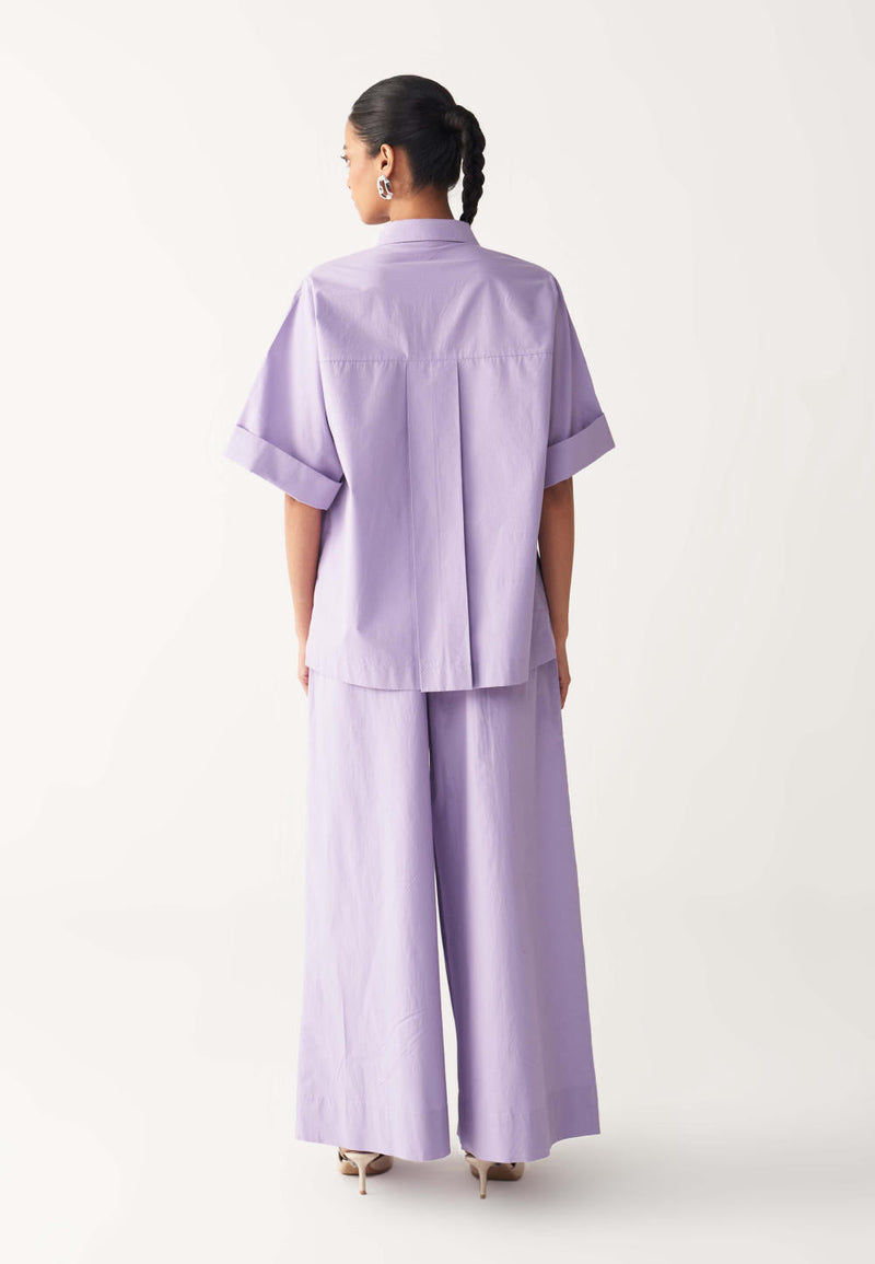 FLORAL EMB. SHIRT CO-ORD-LAVENDER poplin by THREE for women Worldwide