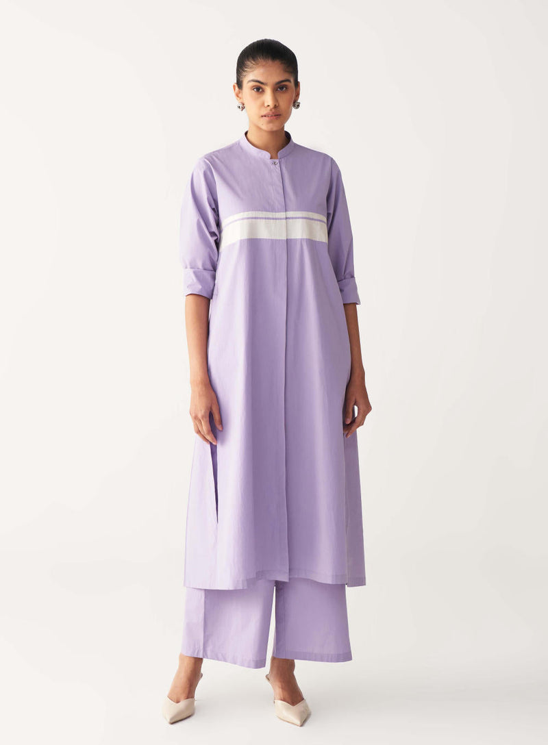 BACK PLEAT JACKET CO-ORD-LAVENDER poplin by THREE for women Worldwide