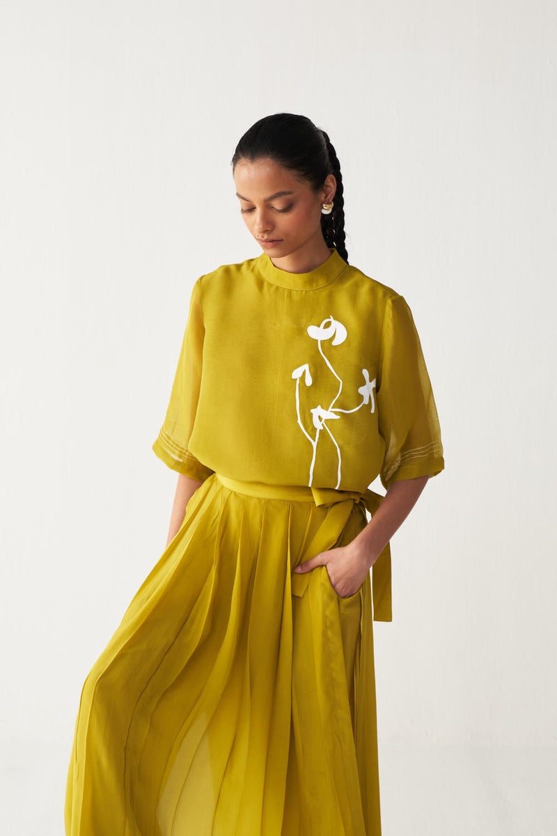 POPPY TOP-LIME organza by THREE for women Worldwide