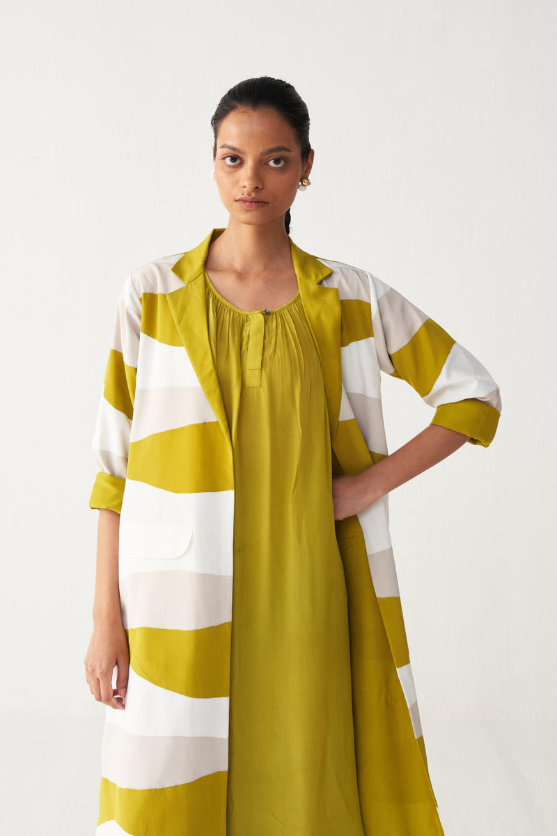 APPLIQUE JACKET CO-ORD (SET OF 3)-LIME bemberg by THREE for women Worldwide