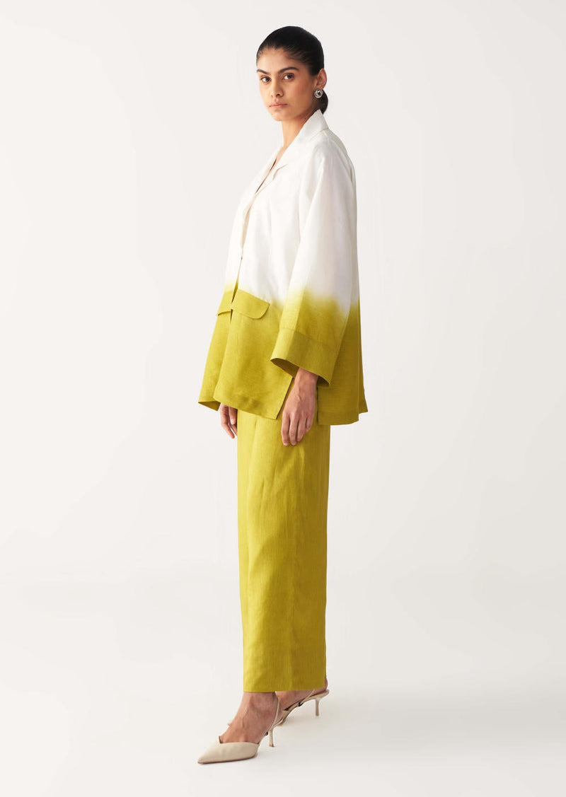 DIP DYE JACKET-LIME silk by THREE for women Worldwide
