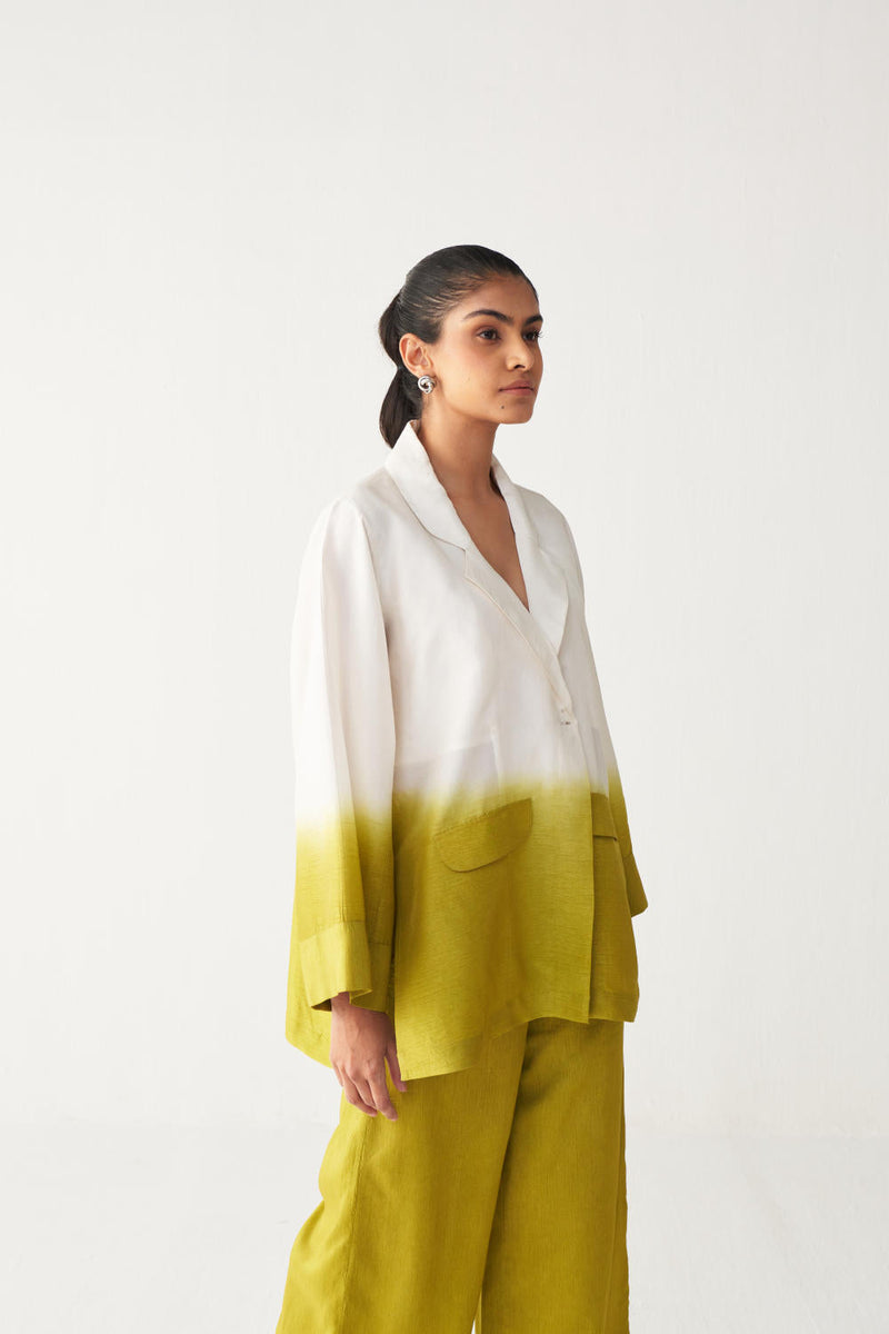 DIP DYE JACKET-LIME silk by THREE for women Worldwide