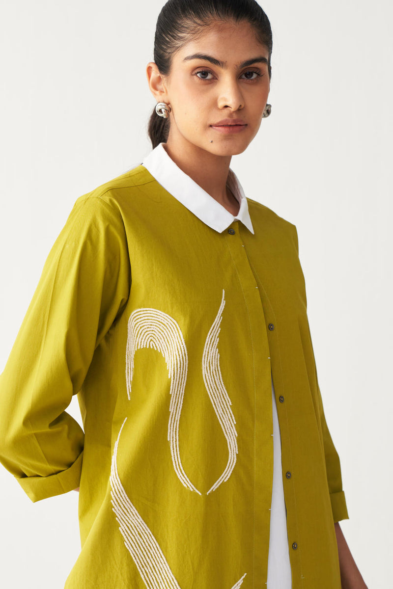 INFINITY EMB. JACKET CO-ORD (SET OF 3)-IVORY & LIME poplin by THREE for women Worldwide