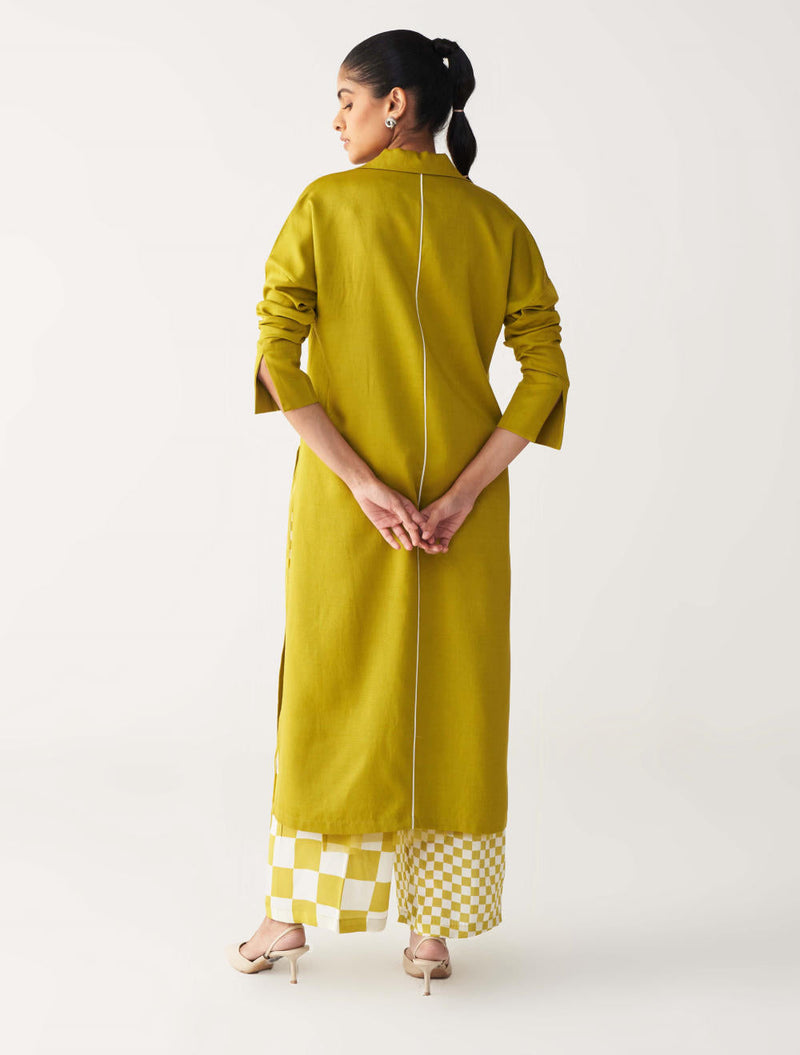 V NECK TUNIC CO-ORD-LIME by THREE for women Worldwide