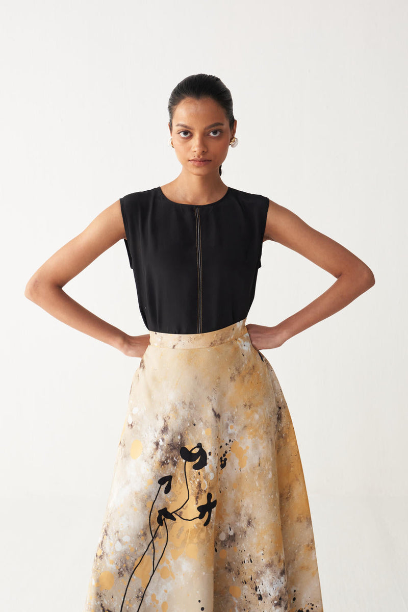 CIRCULAR PAINTER SKIRT-MULTI-COLOUR silk by THREE in multi color for women Worldwide