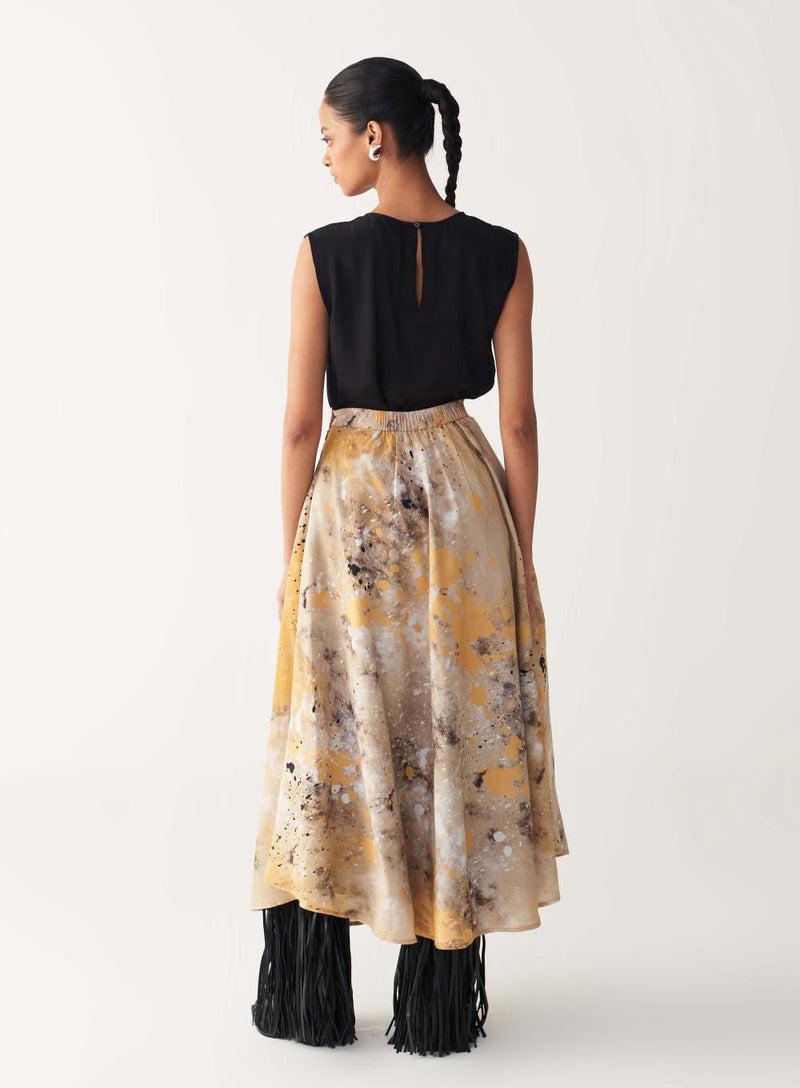 CIRCULAR PAINTER SKIRT-MULTI-COLOUR silk by THREE in multi color for women Worldwide