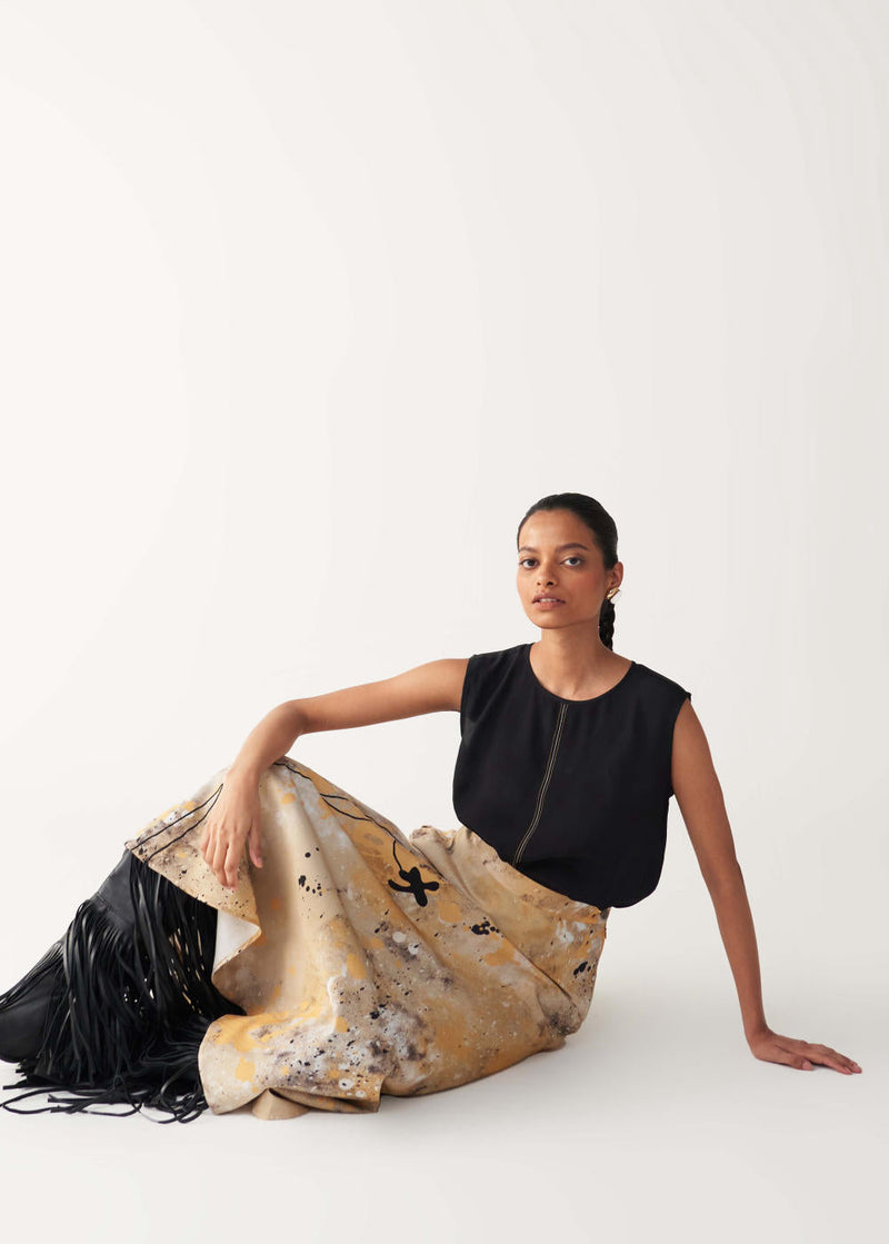 CIRCULAR PAINTER SKIRT-MULTI-COLOUR silk by THREE in multi color for women Worldwide