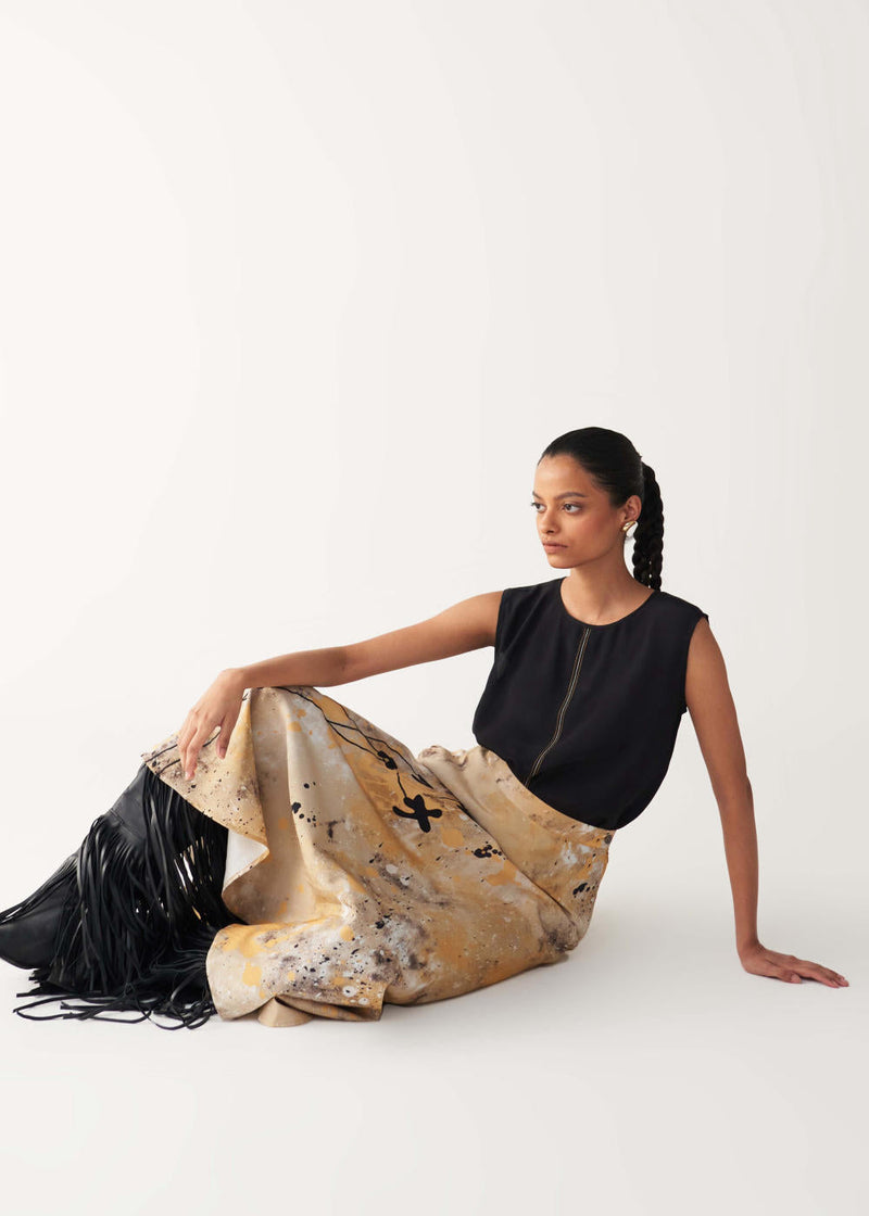CIRCULAR PAINTER SKIRT-MULTI-COLOUR silk by THREE in multi color for women Worldwide