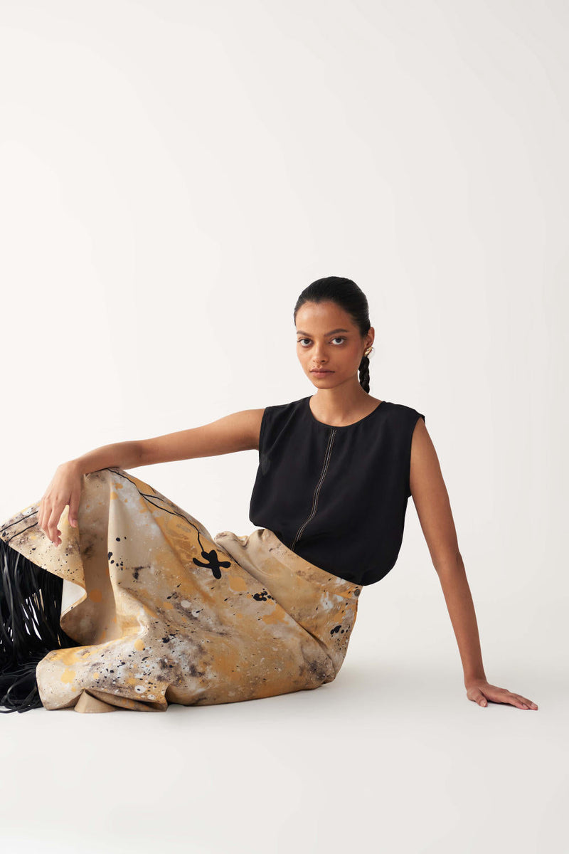 CIRCULAR PAINTER SKIRT CO-ORD-MULTICOLOR silk by THREE in multi color for women Worldwide