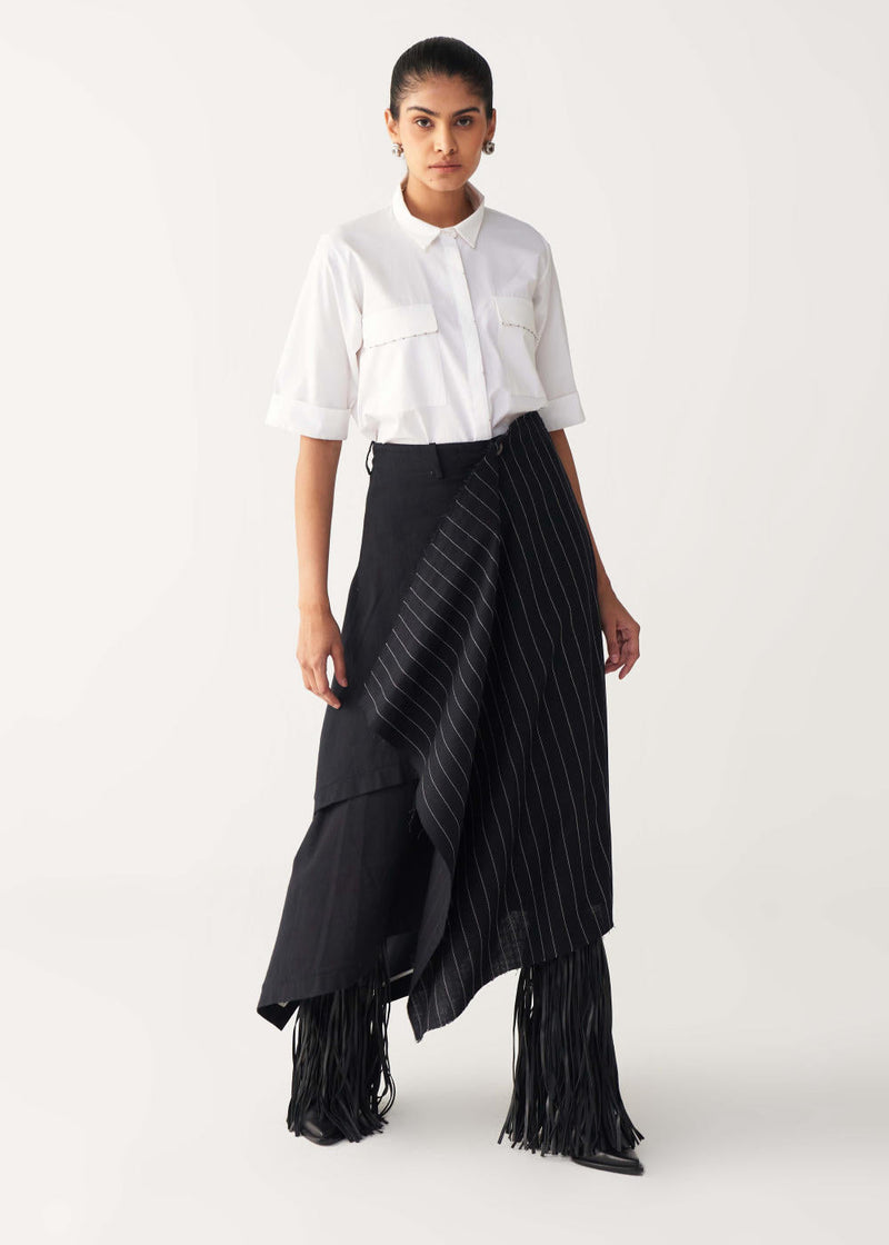 EMB. HANDKERCHIEF SKIRT-BLACK cotton by THREE in black color for women Worldwide