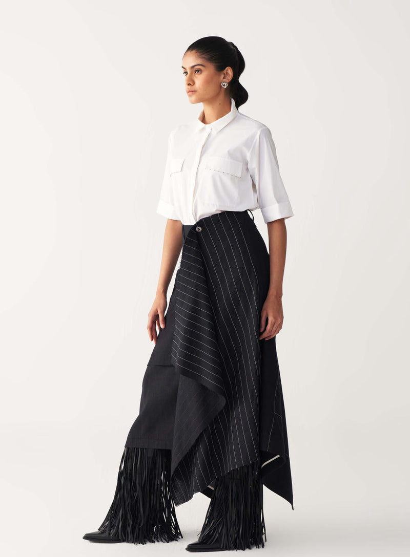 EMB. HANDKERCHIEF SKIRT-BLACK cotton by THREE in black color for women Worldwide