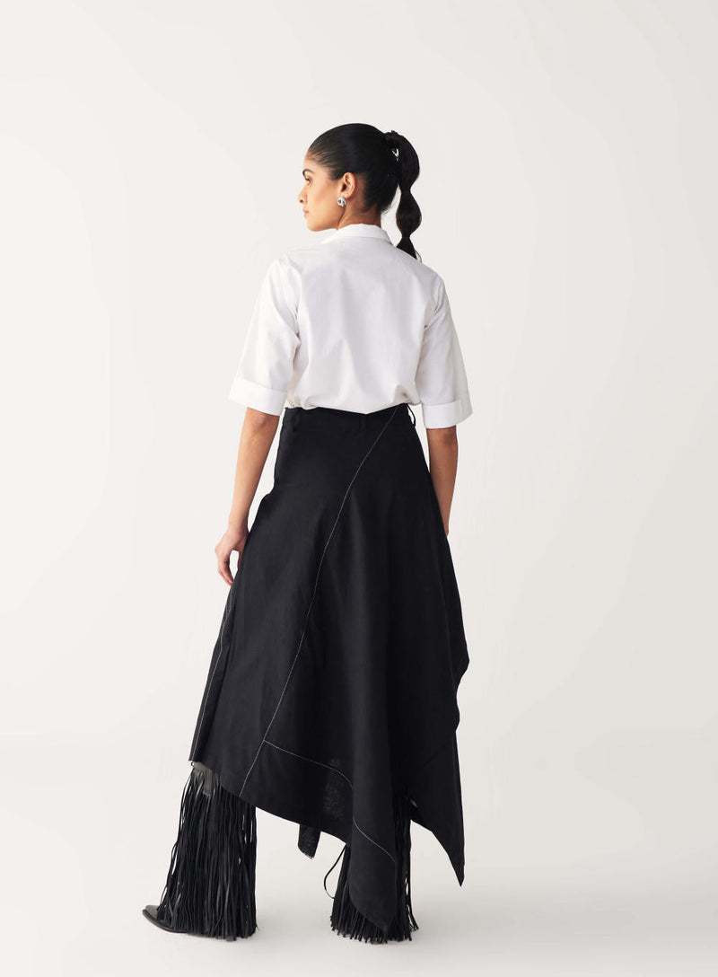 EMB. HANDKERCHIEF SKIRT-BLACK cotton by THREE in black color for women Worldwide