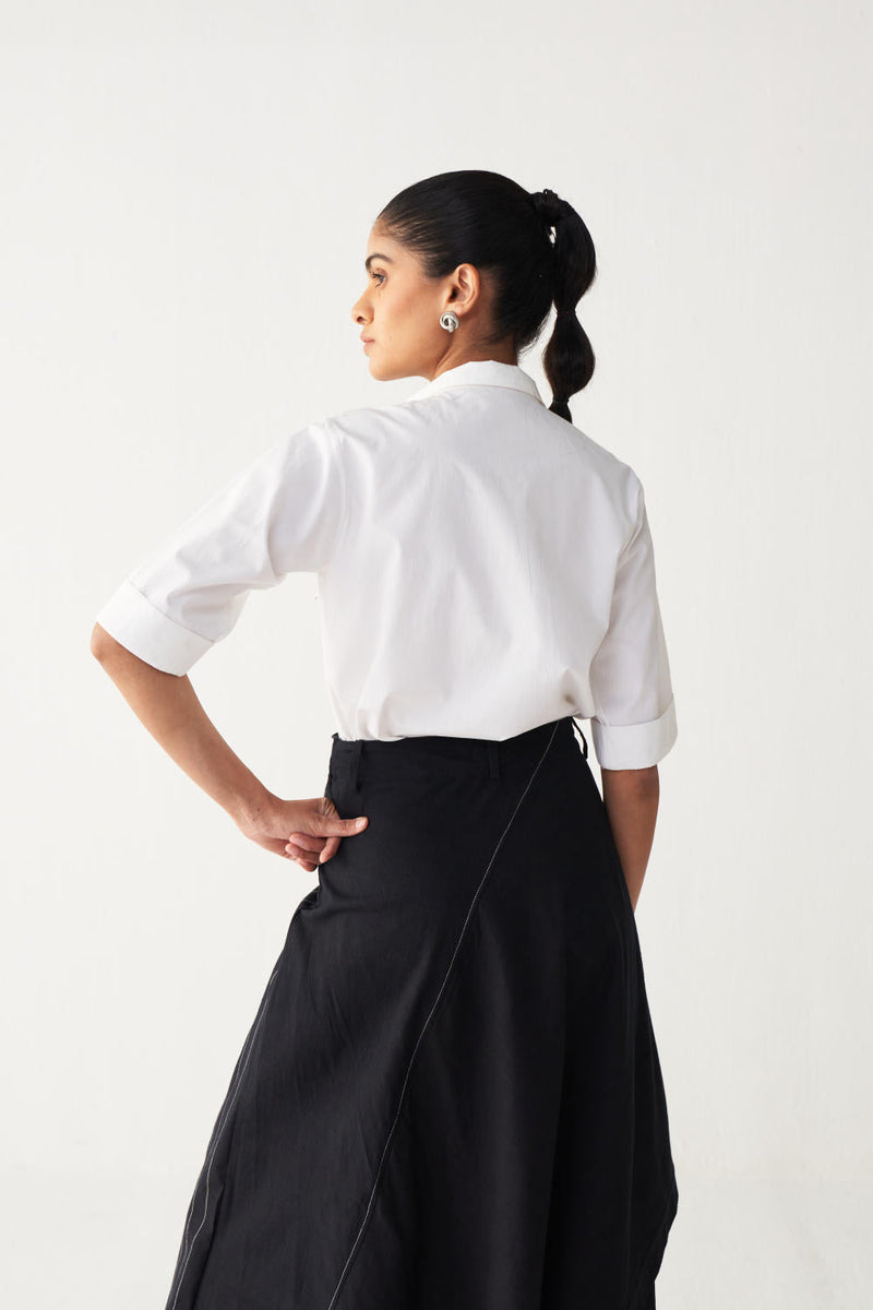 EMB. HANDKERCHIEF SKIRT-BLACK cotton by THREE in black color for women Worldwide