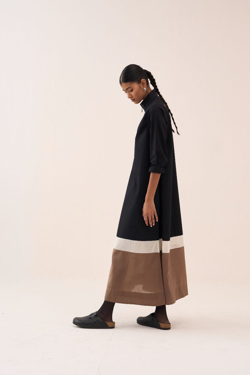 Turtle Neck Dress - Black poplin by THREE in black color for women Worldwide