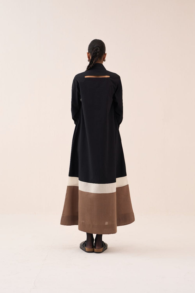 Turtle Neck Dress - Black poplin by THREE in black color for women Worldwide