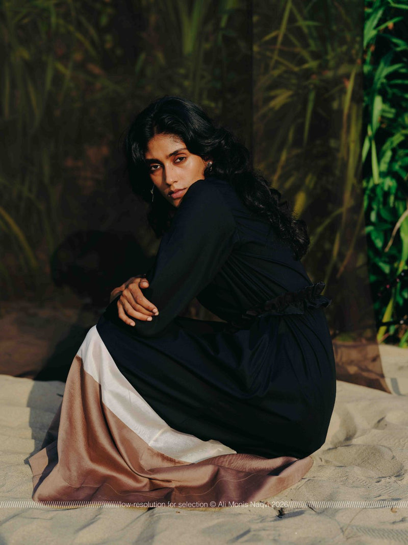 Turtle Neck Dress - Black poplin by THREE in black color for women Worldwide