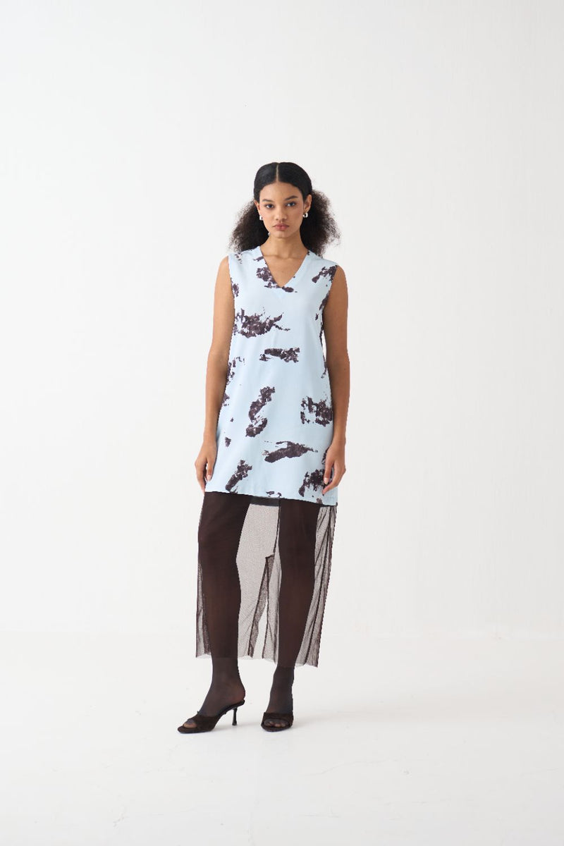 Sheer Panel Dress silk by THREE in brown color for women Worldwide