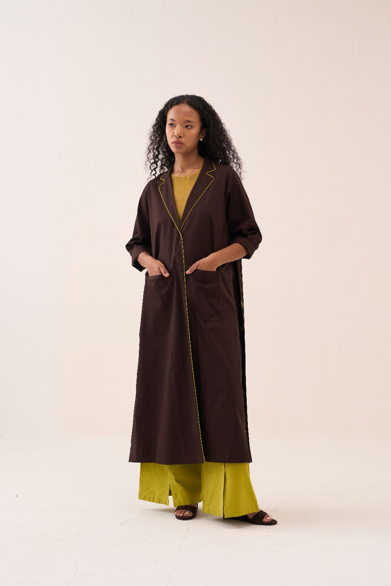 Splash Back Pleat Jacket poplin by THREE in brown color for women Worldwide