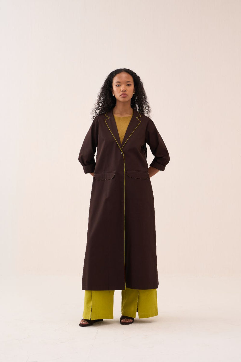 Splash Back Pleat Jacket poplin by THREE in brown color for women Worldwide