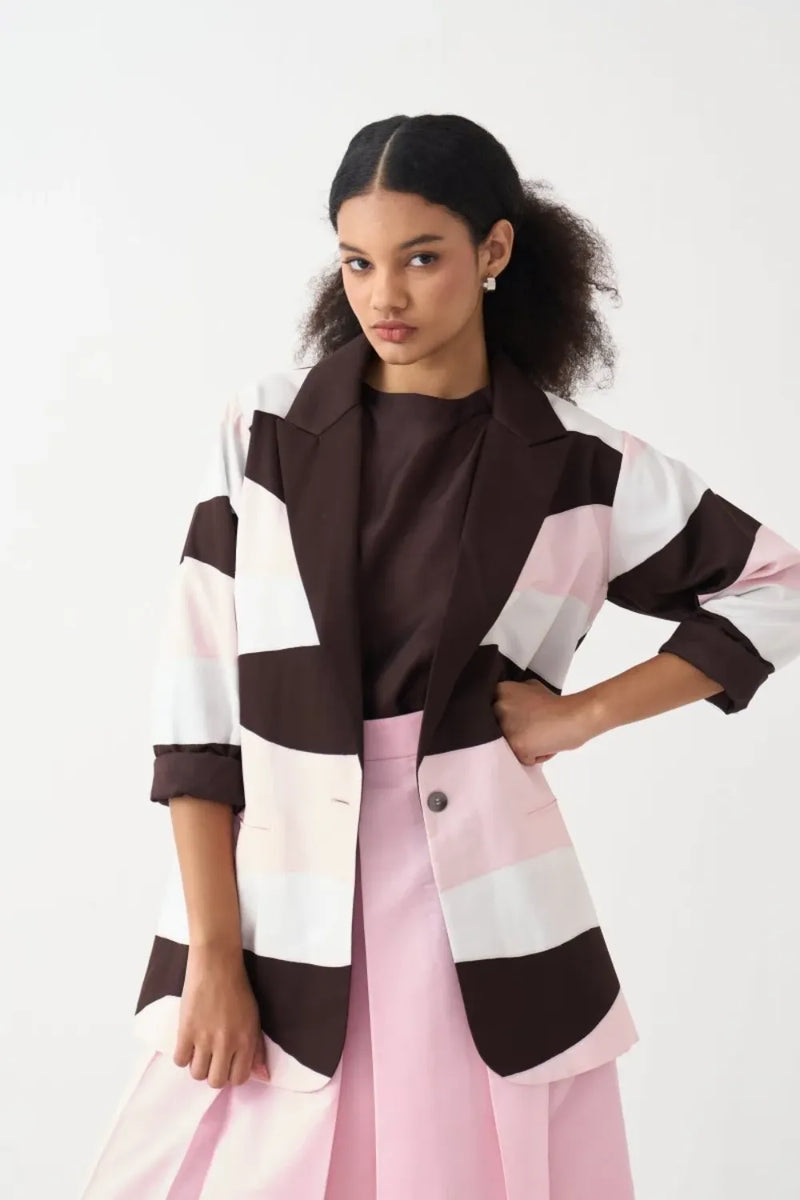 Short Applique Jacket chanderi by THREE in pink color for women Worldwide