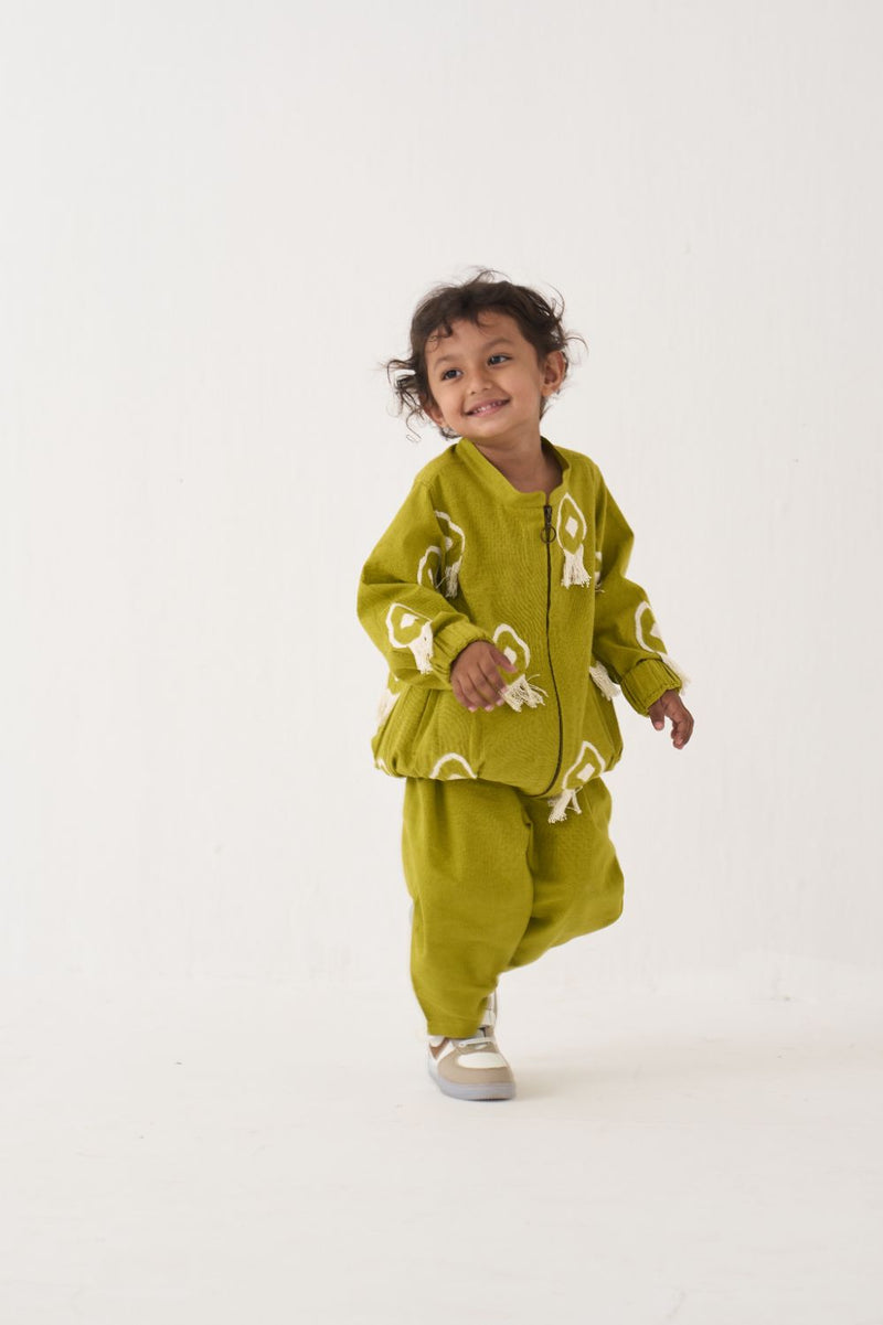 Boy - Fringe Bomber Jacket Co-Ord (Set Of 2) - Lime