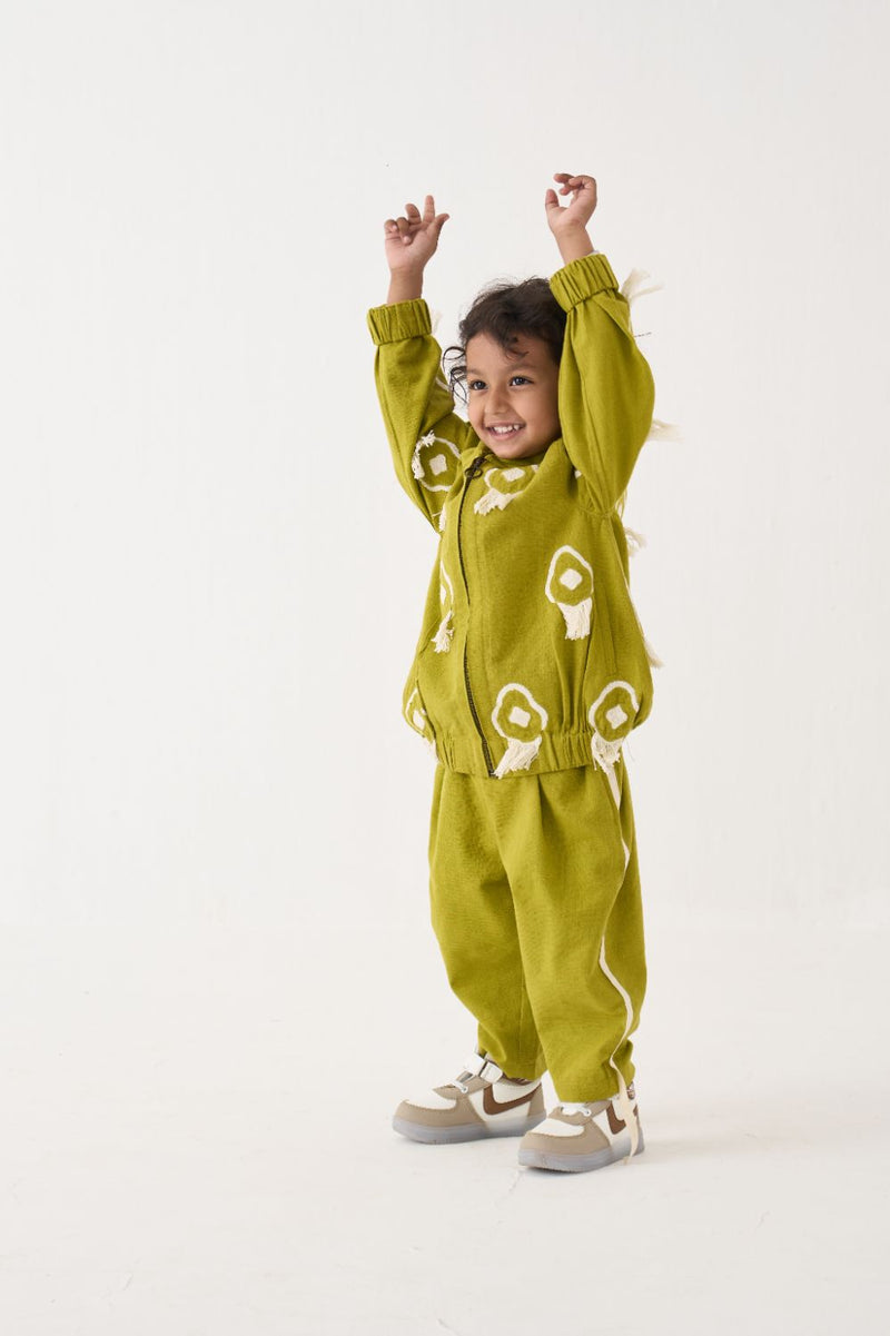 Boy - Fringe Bomber Jacket Co-Ord (Set Of 2) - Lime