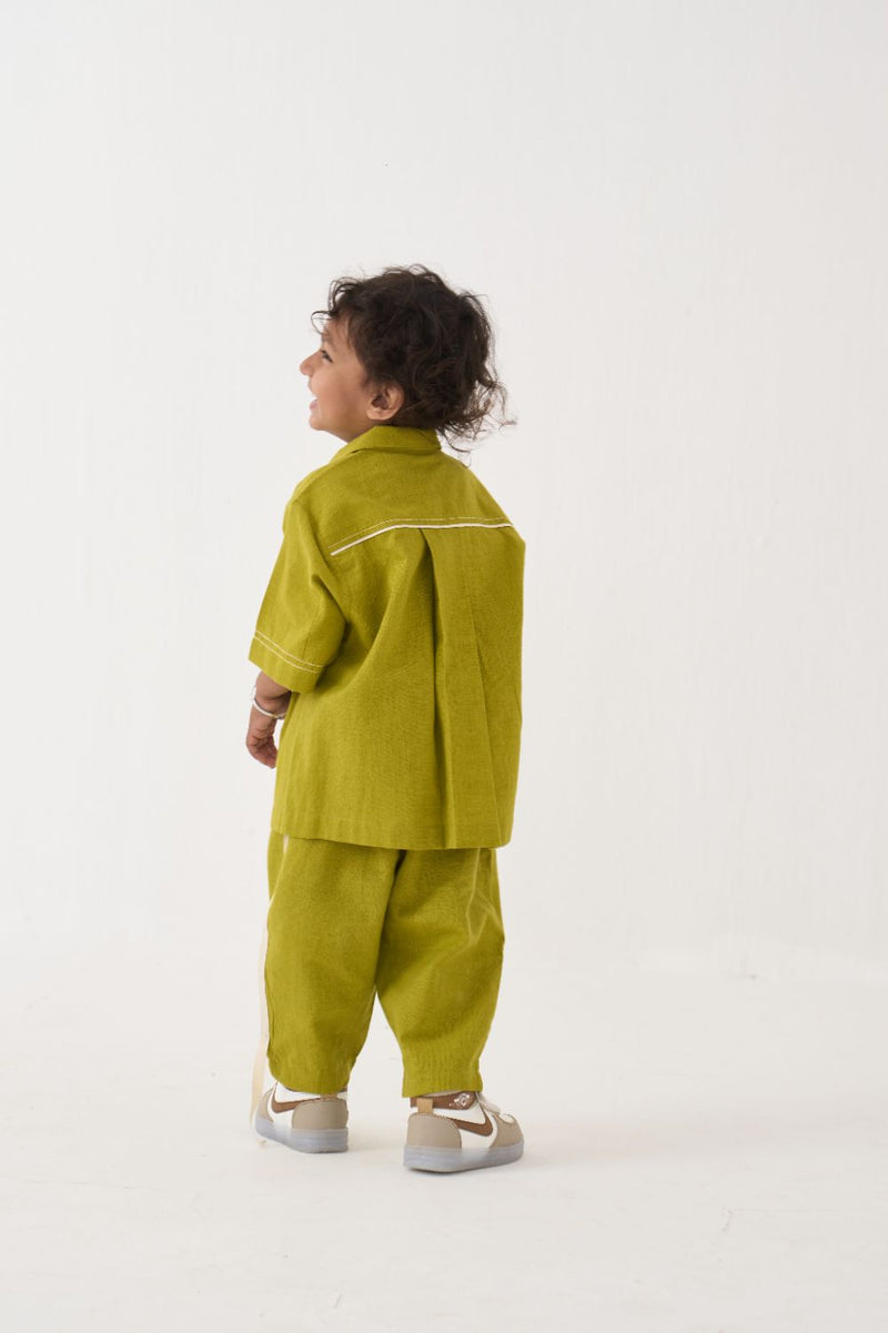Boy - Emb. Patch Top Co-Ord - Lime