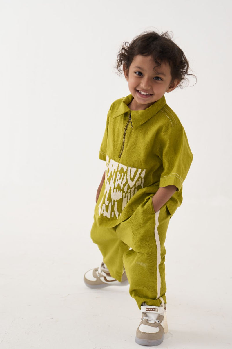 Boy - Emb. Patch Top Co-Ord - Lime