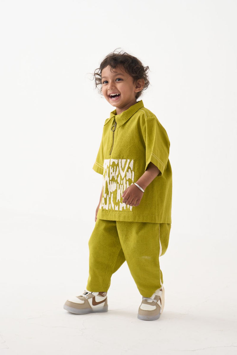 Boy - Emb. Patch Top Co-Ord - Lime