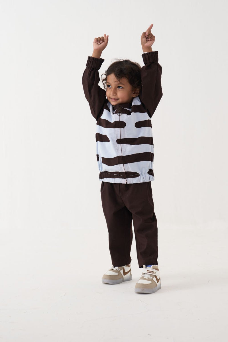 Boy - Abstract Bomber Jacket Co-Ord - Dark Brown