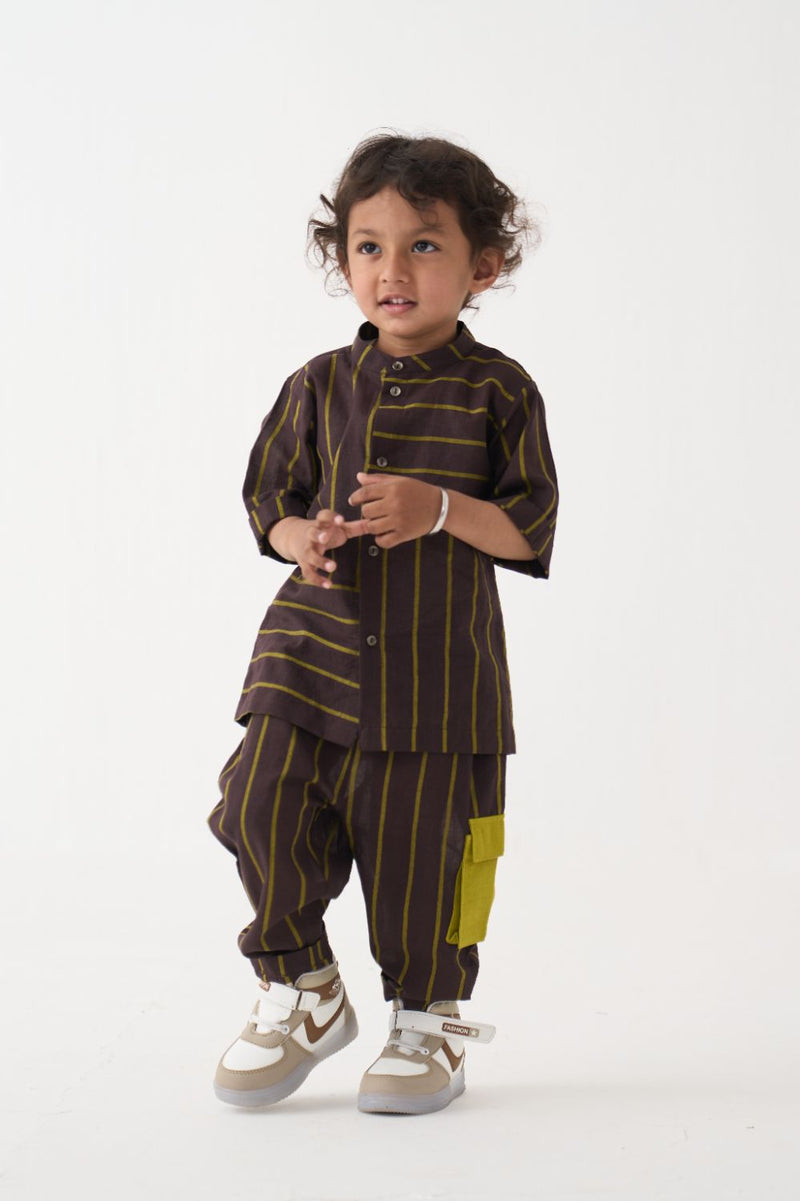 Boy - Stripe Panel Shirt Co-Ord - Lime