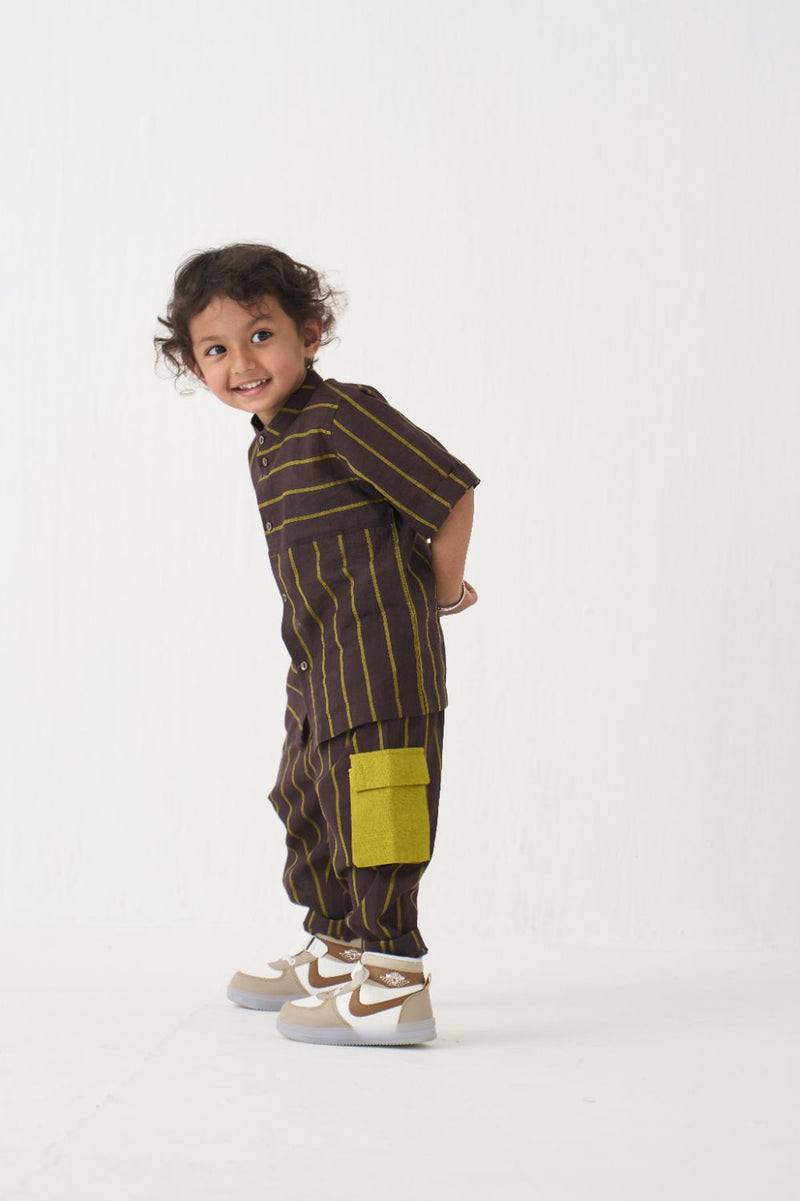 Boy - Stripe Panel Shirt Co-Ord - Lime