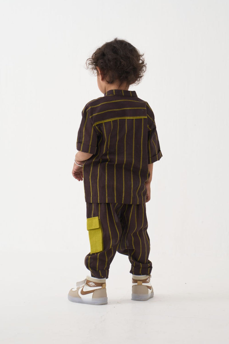 Boy - Stripe Panel Shirt Co-Ord - Lime