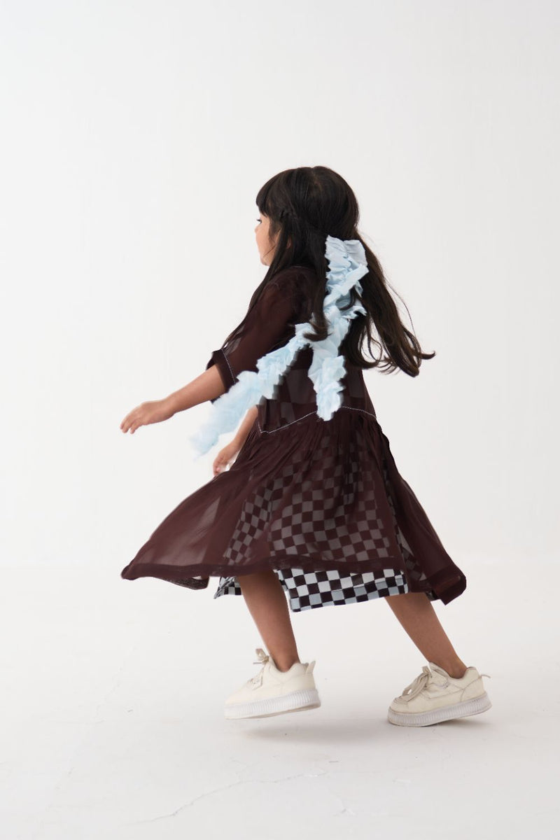 Girl - Yoke Dress - Dark Brown