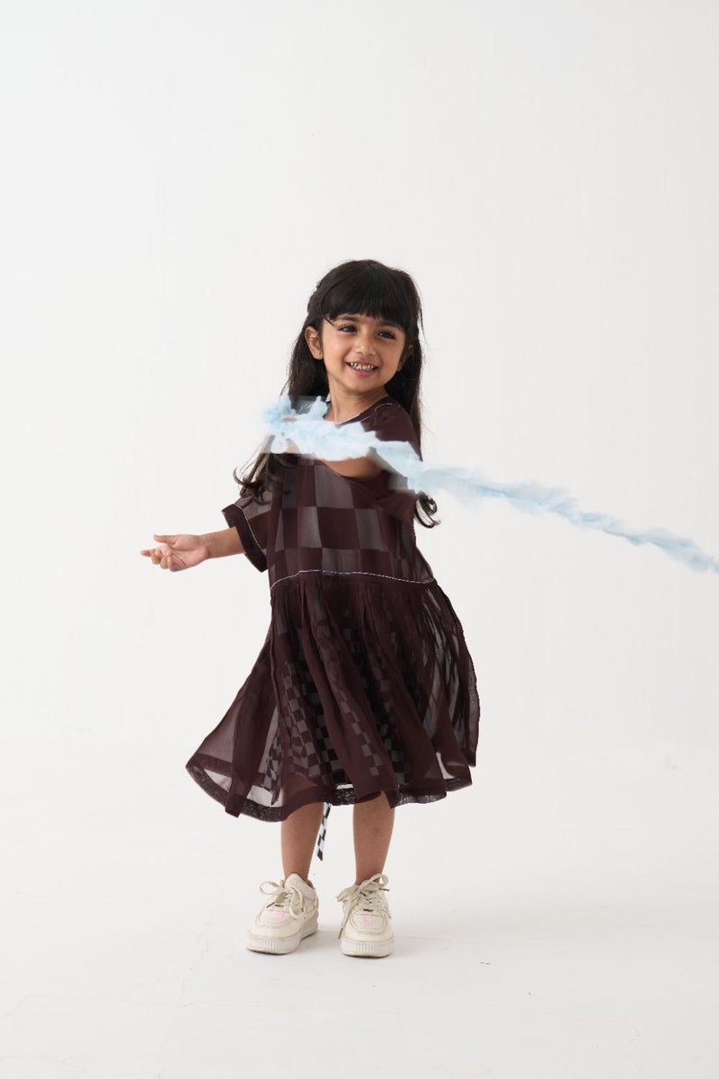 Girl - Yoke Dress - Dark Brown