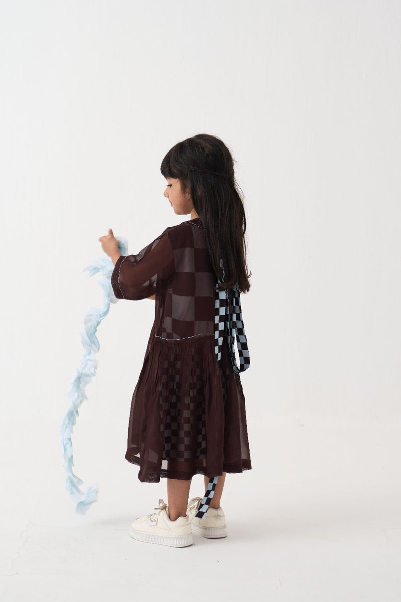 Girl - Yoke Dress - Dark Brown