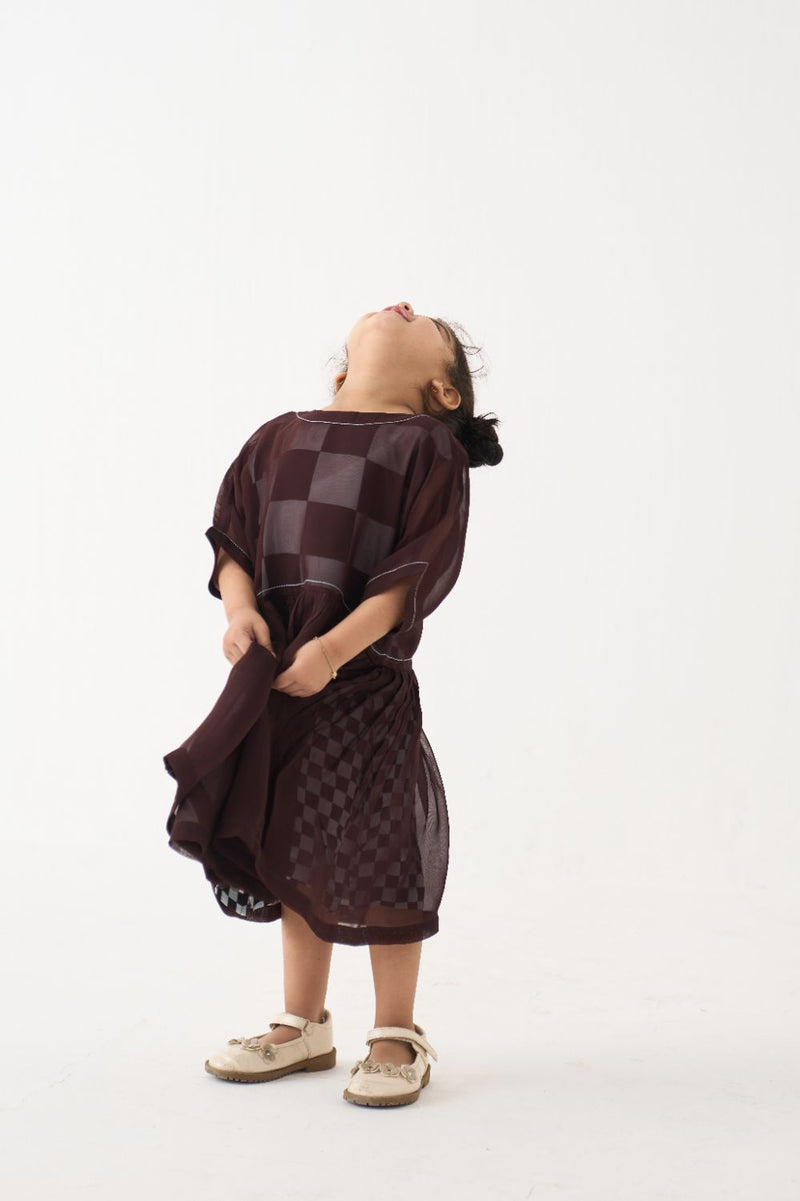 Girl - Yoke Dress - Dark Brown