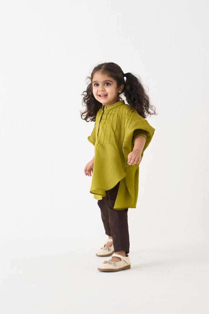 Girl - Bat Sleeve Top Coord (Set Of 02) - Lime